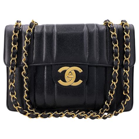 chanel black caviar mademoiselle vertical stripe jumbo flap bag|Flap Bags .